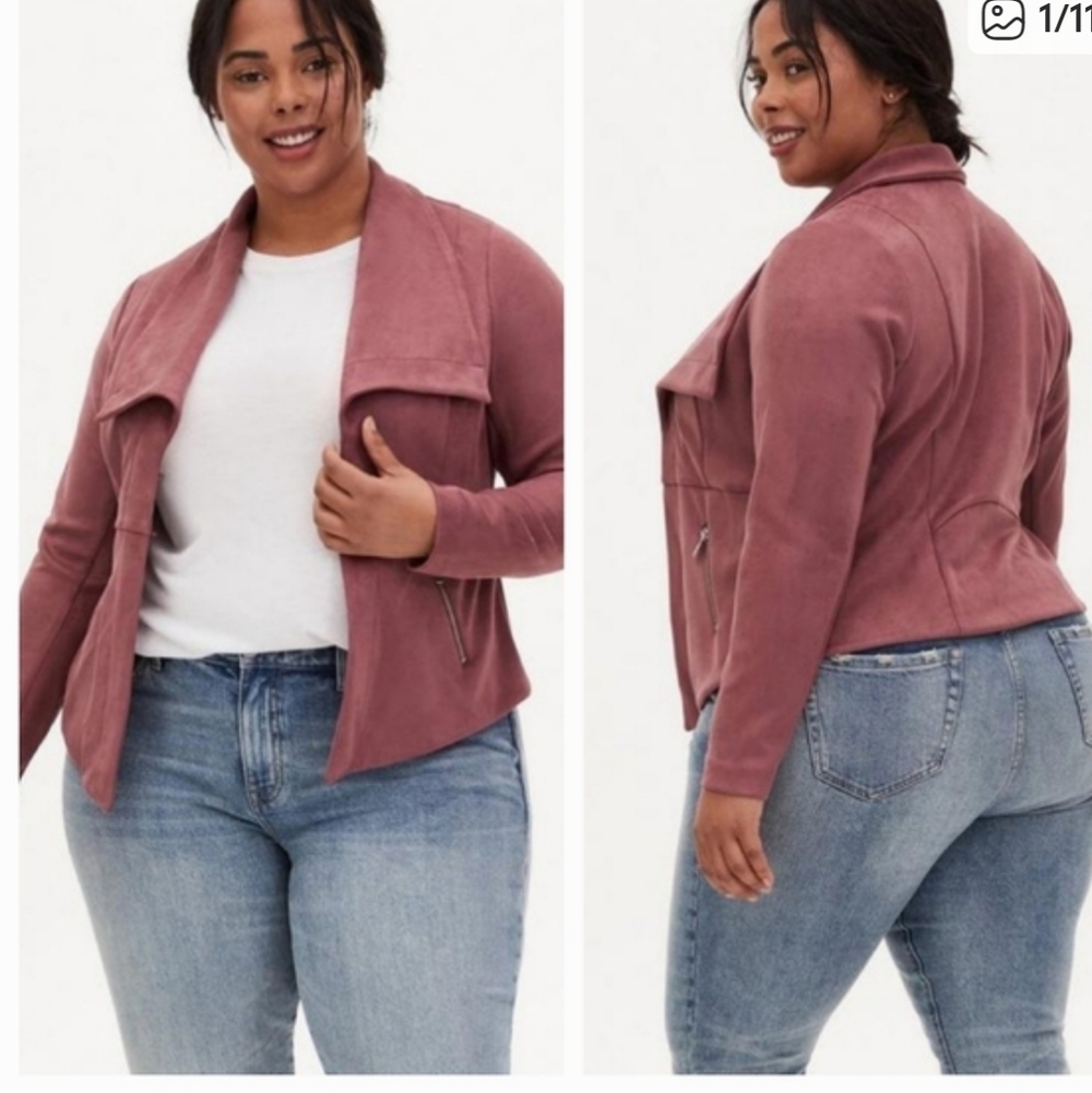 Torrid Blush Faux Suede Peplum Jacket